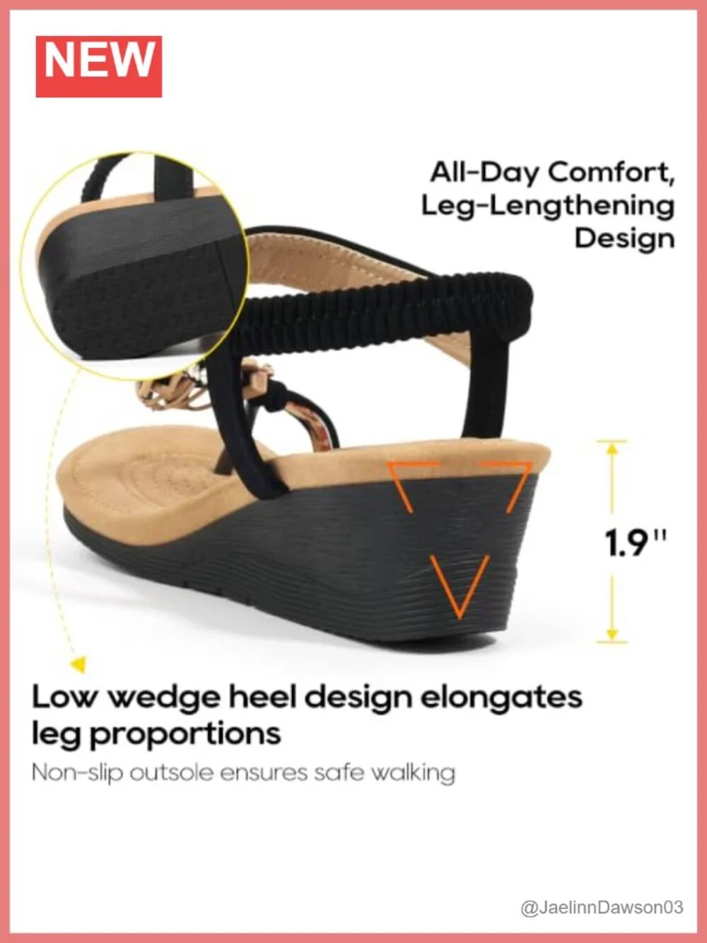 Women's Beaded Wedge Sandals with Ankle Strap, Non-Slip Sole, Breathable Insole